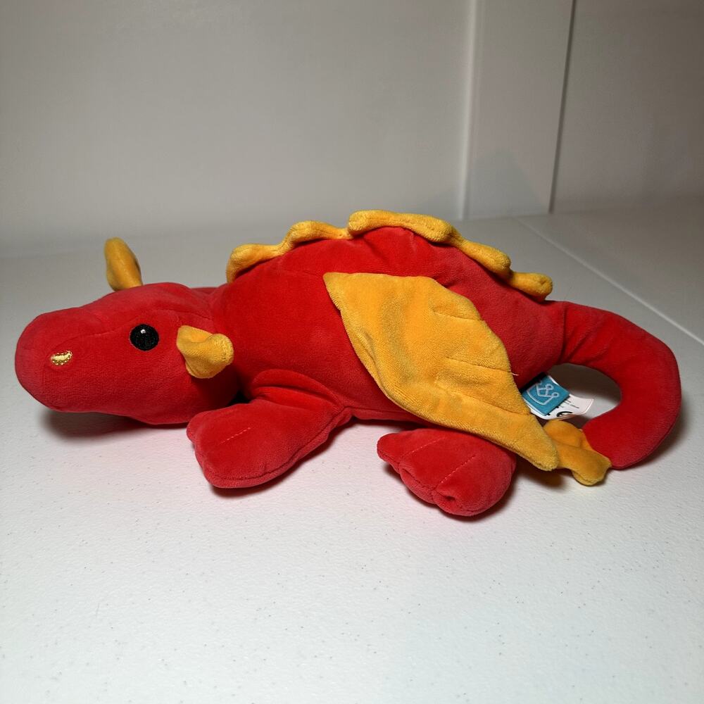Manhattan Toy Rufus Dragon Plush 13" Red Yellow Bean Bag Stuffed Animal 2022